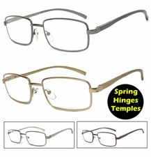 High End Aluminum Square Full Lens Reading Glasses Readers Spring Temples RE97