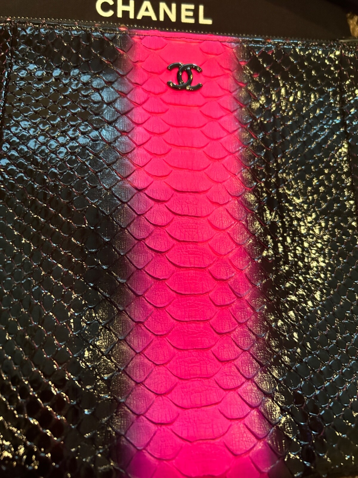 Authentic Chanel Python Zip Pouch - image 4