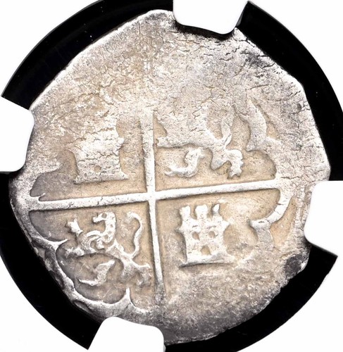 Colonial Era Spain. Philip III, 1598-1621. Silver Cob 2 Reales, Toledo, NGC XF40 - Picture 2 of 4