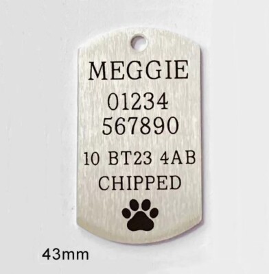 Laser Engraved Army Military Type 43mm Dog Tag Pet ID Silver Stainless  Steel UK