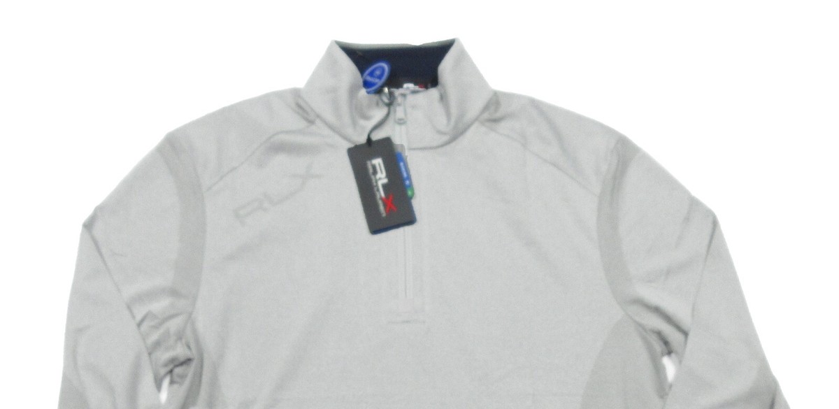 RLX Ralph Lauren Men's Grey Heather Logo Print 1/4 Zip Pullover