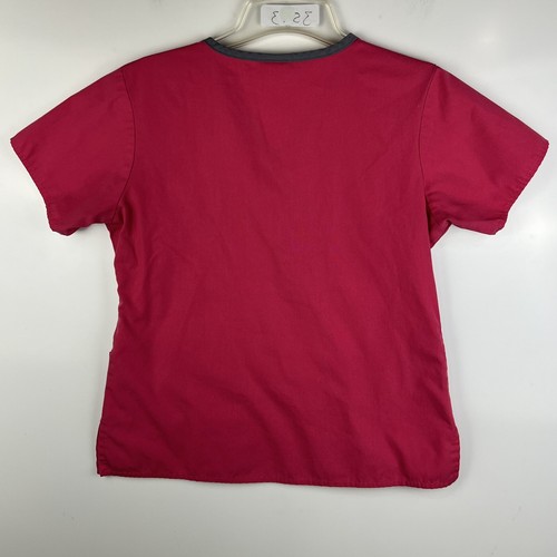 Wonder Wink Womens Size Small Pink Gray trim Medical Scrub Top Pockets - Picture 11 of 14