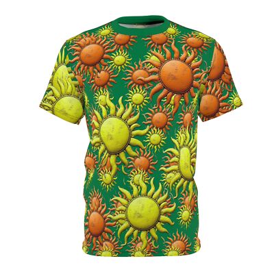 Unisex Cut & Sew Tee (AOP) : Orange Viking suns