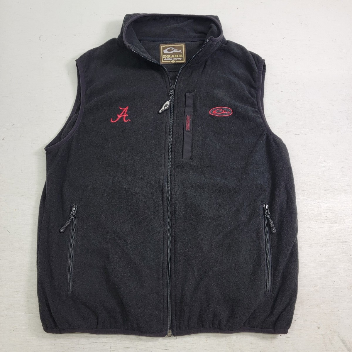 Drake Waterfowl NCAA Alabama Crimson Tide Fleece Vest Mens Sz S Magnatech  EUC