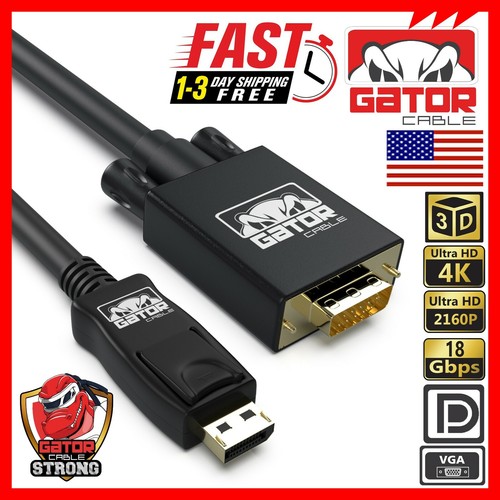 DisplayPort to VGA Cable Adapter Converter Video HDTV PC Monitor Desktop Laptop - Picture 8 of 23