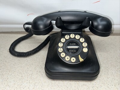 Matte Black Grand Phone Flash Redial Vintage Touch Button UNTESTED