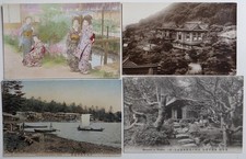 (4) c1920s30s Hand Colored Geisha s, Fujiya Hotel, Chuzenji Lake Nikko Japan