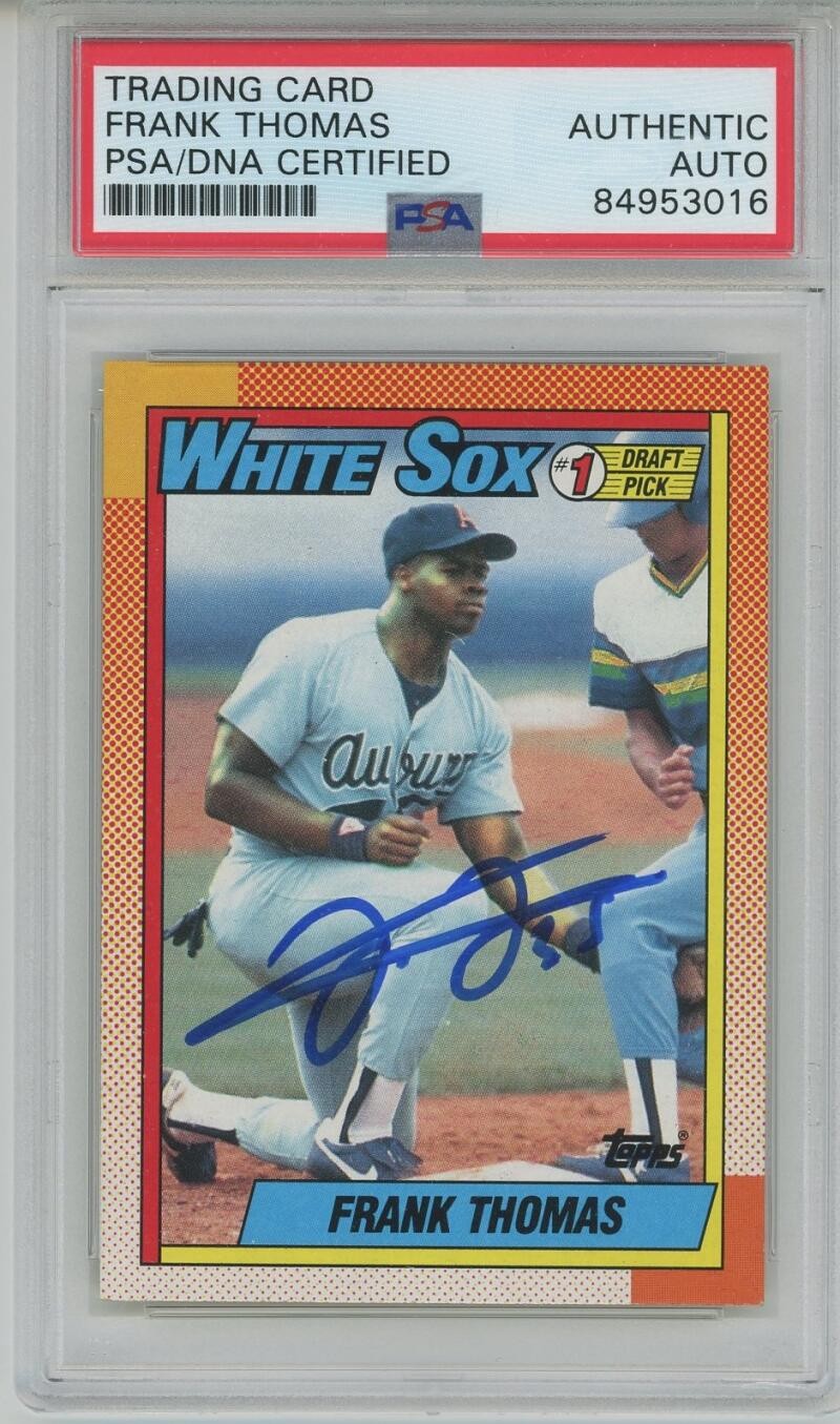 1990 Topps #414 Frank Thomas signed RC Rookie Card White Sox PSA/DNA auto view 1