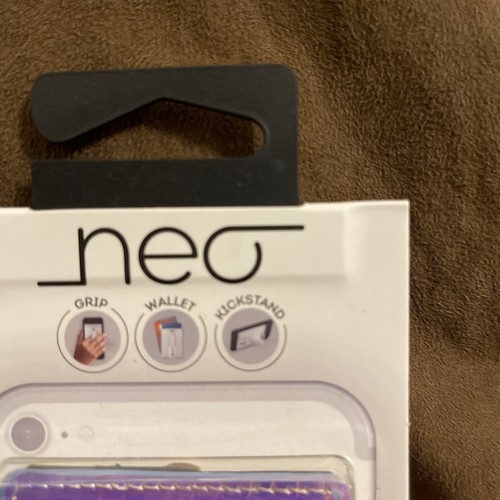 Neo Universal Phone Holder Grip, Card Holder Wallet, Kickstand Shiny Pink - Zdjęcie 2 z 9