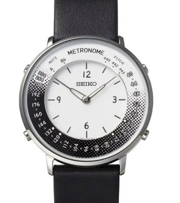 New Seiko Metronome Watch SMW001B Casual Line (Black) Leather Band Music