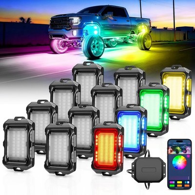 MICTUNING Q2 RGB-IC LED Rock Lights -Separate Control Chasing Led Underglow Kits