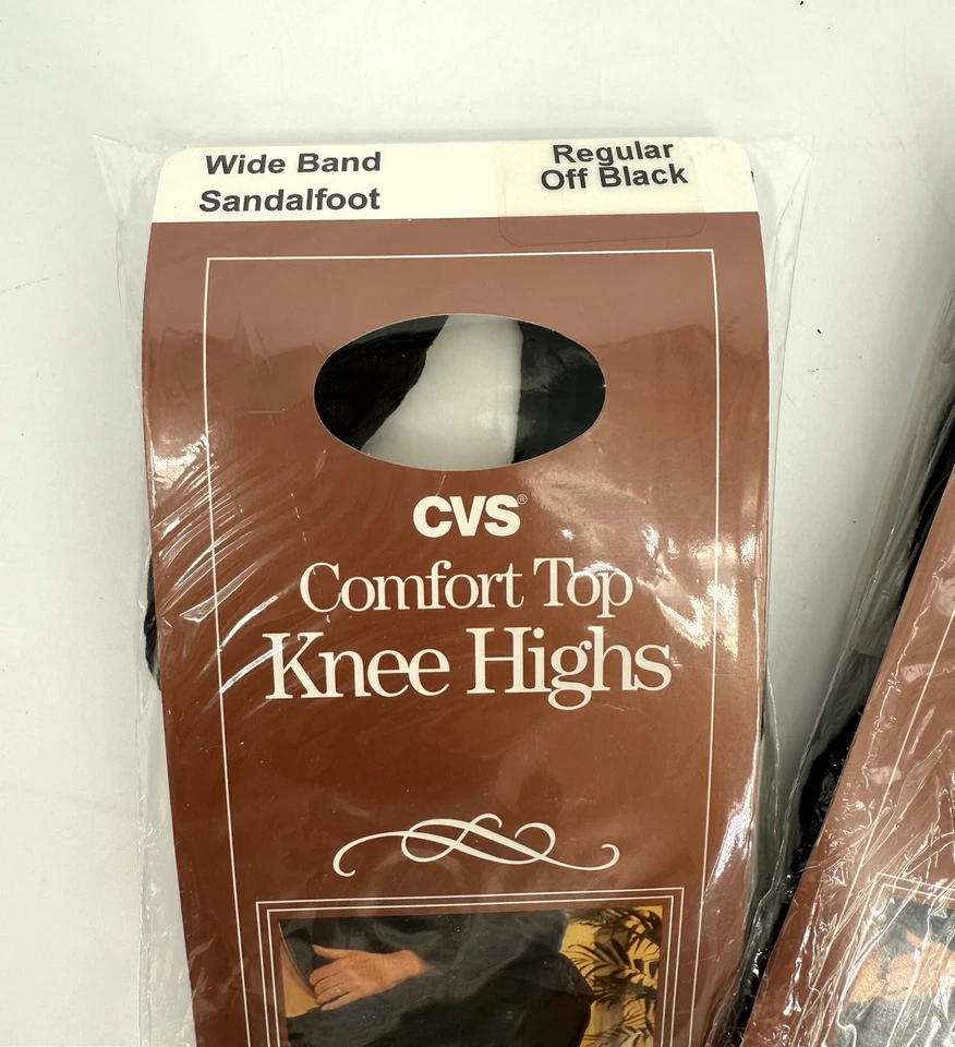 Paquete de 2 CVS Vintage Comfort Top Hasta la Rodilla Regular Off Negro Banda Ancha 888735 Nuevo de Lote Antiguo Foto 2 de 4