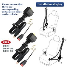 2pcs Retractable 3 Point Safety Seat Belt Car Vehicle Adjustable Belt Kit Straps