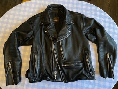 Vintage Vanson Leather Motorcycle Jacket Sz 40 made in USA super heavy leather