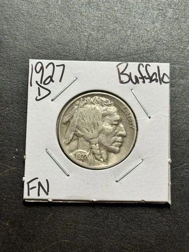 1927 D Buffalo Nickel FN Fine Better Date US 5c Type Coin (Raw19102)