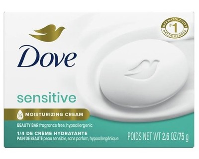 Dove Beauty Bar Soap for Women Sensitive Skin Fragrance Free and 2.6 oz