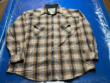 Jesse James Workwear West Coast Choppers Pearl Snap Plaid Shirt Men XL (0067)