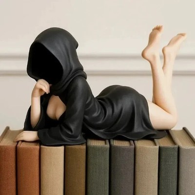 Gothic Statue Königin Skulptur Bücherregal Dekoration Gruselig Schwarz