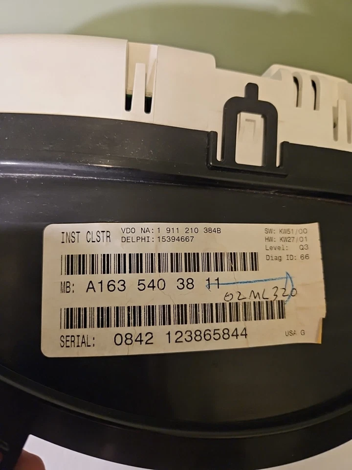 02-05 MERCEDES ML-CLASS tested 137319 mi Speedometer 163 Type Cluster ML320 MPH Foto 3 de 4