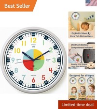 Silent Teaching Clock for Kids - Multicolor Wall Clock for Home and Classroom