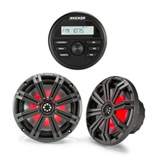 Kicker Marine Radio 46KMC2 and 8" Charcoal Marine LED Speakers QTY 2 1 pair...