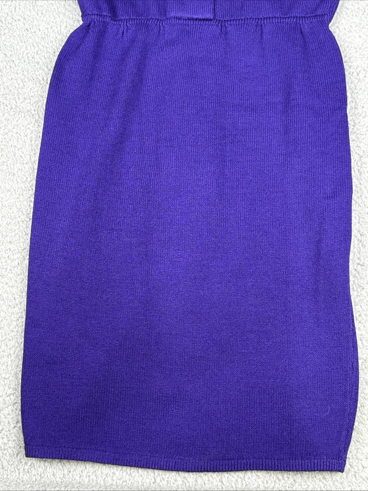 VTG St. John Marie Clay Sweater Dress Knit Mock Neck Gold Buttons 80s Size 4 USA - Image 4 of 4