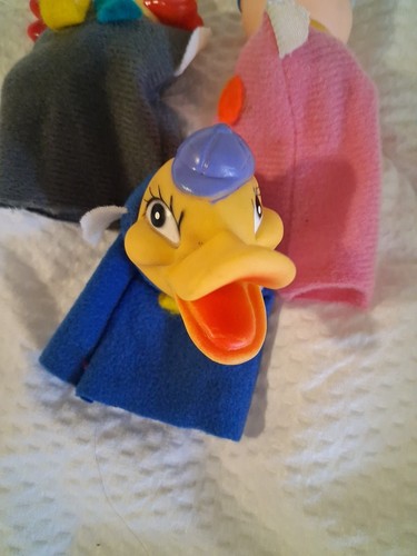 3 Rubber Vintage Finger Puppets 4". Rooster, Caterpillar, Duck. Steam Cleaned - Picture 4 of 10