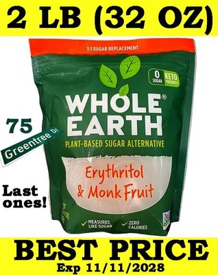 2 lbs Whole Earth Plant-Based Sugar Alternative Erythritol & Monk Fruit 32 Ounce