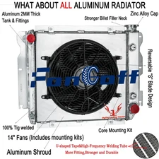 Fit 87-2006 Jeep Wrangler TJ YJ Chevy V8 Conversion 3 Row Radiator w/Shroud Fan