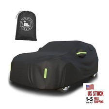 Car Cover Waterproof All Weather 10 Fits SUVs up to 190" Black PU Oxford Fabric