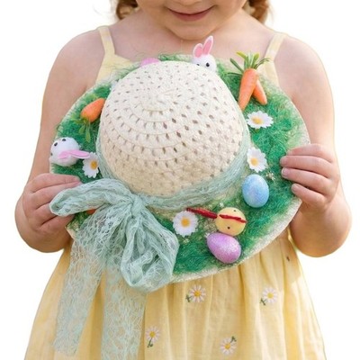 DIY Ostern Haube Bastelset Kinder Parade Set - Strohhut Hasen & Küken Spitze