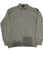 Kirkland Signature Men  s Size XL Gray 100 Cashmere Sweater Henley Collar Polo