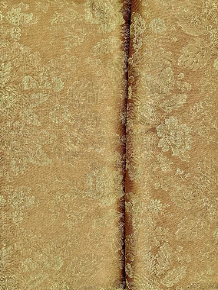 VTG Vinyl Backed Upholstery Fabric MCM Retro Gold French Damask Tapestry - Image 4 of 4
