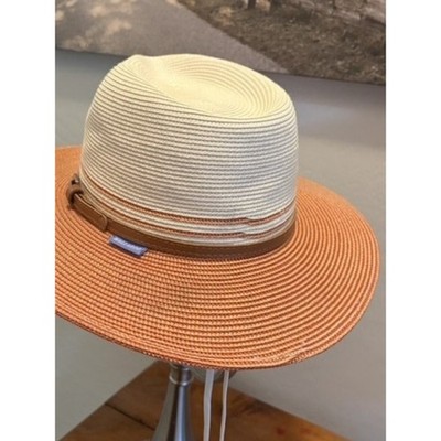 WALLAROO HAT CO Kristy UPF 50+ Sun Hat Fedora Coral Terracotta Ivory Wide Brim