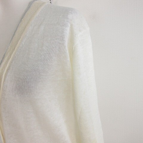 Artisan Leinen Strick Cardigan Damen 3/4 Arm weiß Gr. M gebraucht - Bild 4 von 8