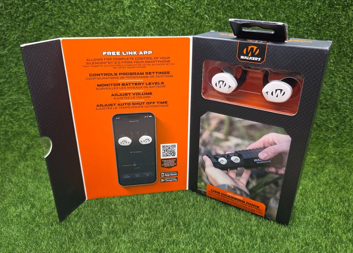 Walker's Silencer BT 2.0 Electronic Ear Buds, Rechargeable Battery
