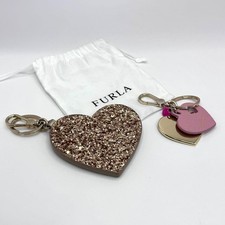 Furla heart-shaped keychain/keyring with sequins pink, etc.
