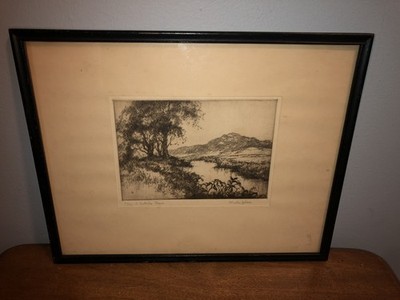 Listed C. Winston Haberer 1905-1958 A Kentucky Stream Etching 42/50 Framed