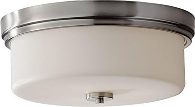 FEISS 3-LIGHT 15'' FLUSH MOUNT FIXTURE BRUSHED STEEL FROSTED GLASS 60W FM371BS