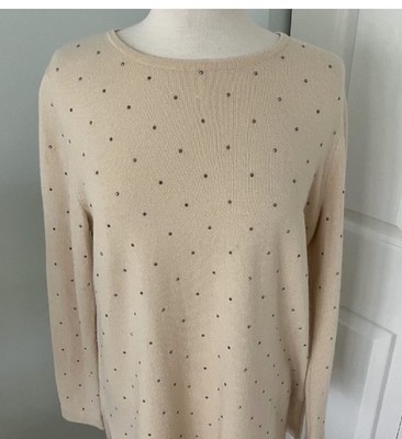 Persona by Marina Rinaldi Italy Cashmere /Wool Stud Accent Tunic Sweater Small