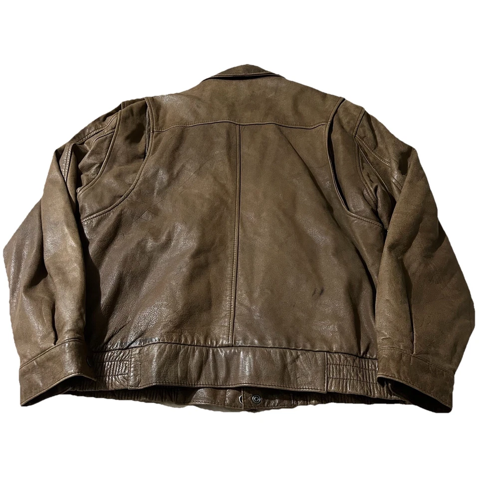 Chaqueta Bombardero de Vuelo A-2 Cuero Marrón Hunt Club Años 80 De Colección Talla Mediana  Foto 2 de 4
