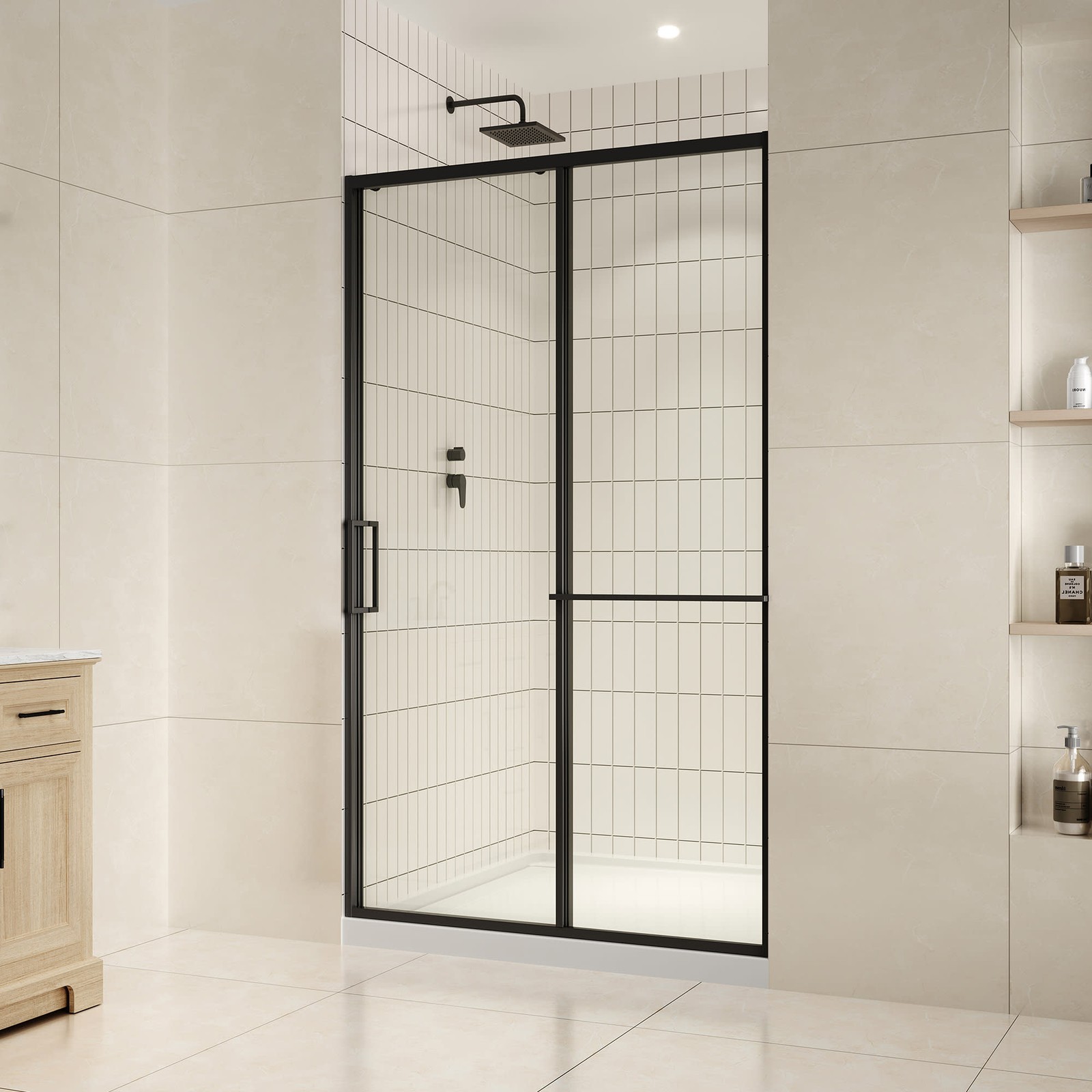 Ove Decors Zora 48-Inch Black Sliding Framed Closet Door 78-3/4 Inches Tall