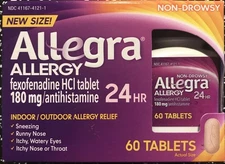 ALLEGRA Allergy 24Hr 180mg 60 Tablets. Exp 03/26