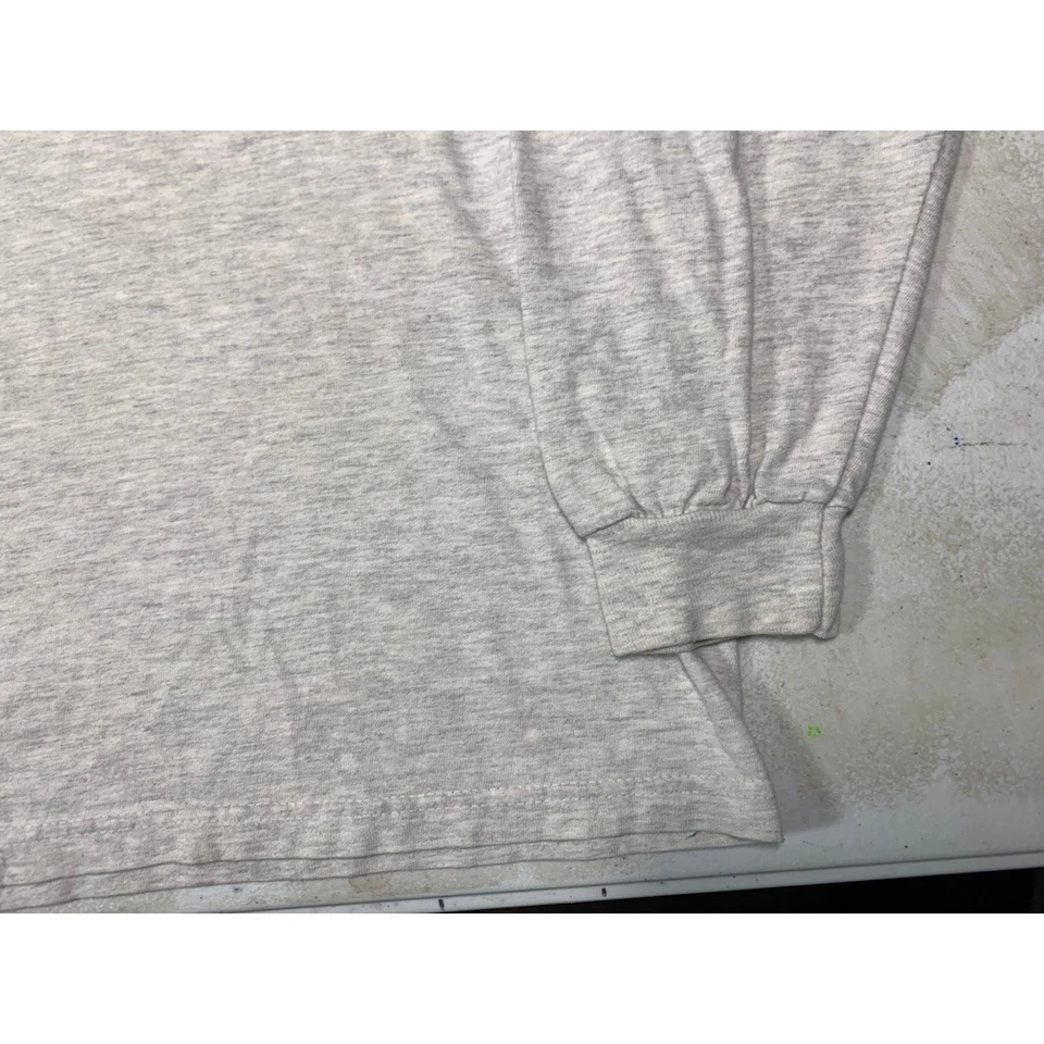 VTG Hanes Beefy T Mens L Long Sleeve T Shirt Ash Gray Grunge Y2K - Image 3 of 4