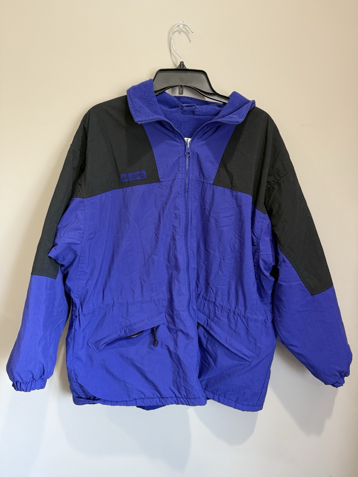 VTG Colombia Men's Large Black & Blue Ski Jacket Retro Sports Wear