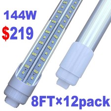 12 Pack HO R17d T8 8FT LED Shop Lights 144W 18000LM 8'LED Tube Light Bulbs 6500K