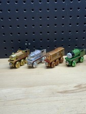 Thomas  Friends Wooden Railway Train- 60 Year Lot x4 Gold Silver Percy Diesel