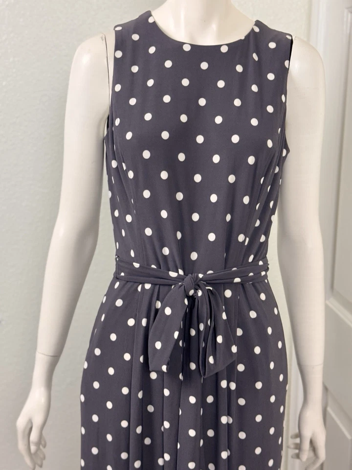 Macacão Lauren Ralph Lauren 8 bolinhas perna larga sem mangas azul marinho e branco - Imagem 4 de 4