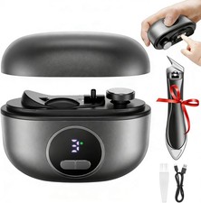 Electric Nail Trimmer 3 Speed USB Rechargeable LED Quiet Safe 2in1 Clipper
