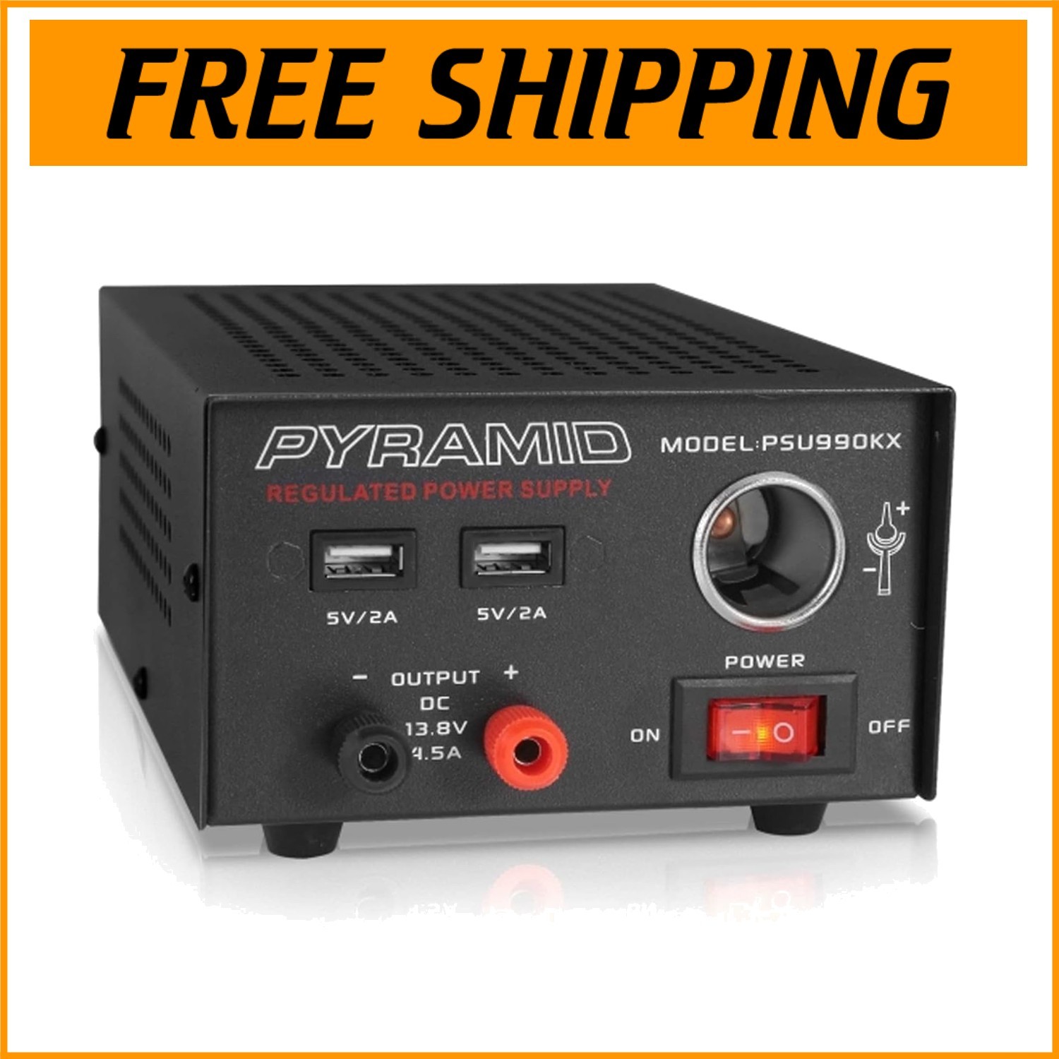 Universal Compact 7 Amp Bench Power Supply with Dual USB & Cigarette Lighter